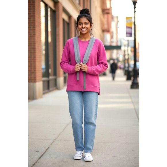 AnyBody Sweaters - (L-303) AnyBody French Terry Crewneck Sweatshirt Wild Orchid XS Pink NWT QVC